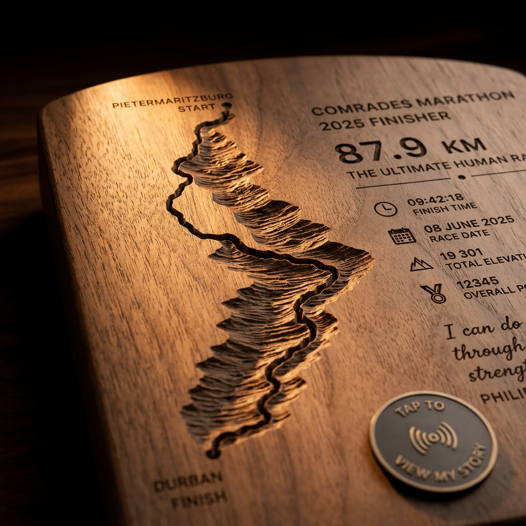 Macro detail of the 3D carved race route